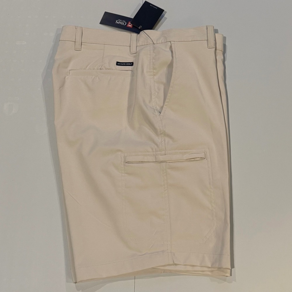 Chaps Golf Mens Khaki Beige Performance Cargo Shorts Size 34 New With Tags